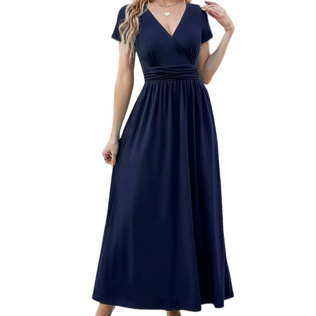Ouges, Amazon Brand | Navy V-Neck Maxi Long Dress